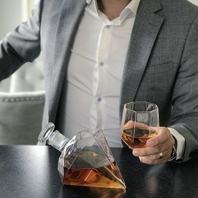 Whiskeykaraff Diamant med 2 Glas, 0,75 liter